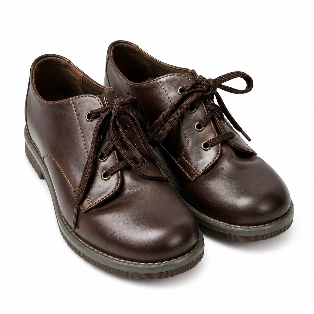EASTLAND "Trish" Plain Toe Oxford Shoe Sz 10M Brown Lace-Up Block Heel Lug Sole